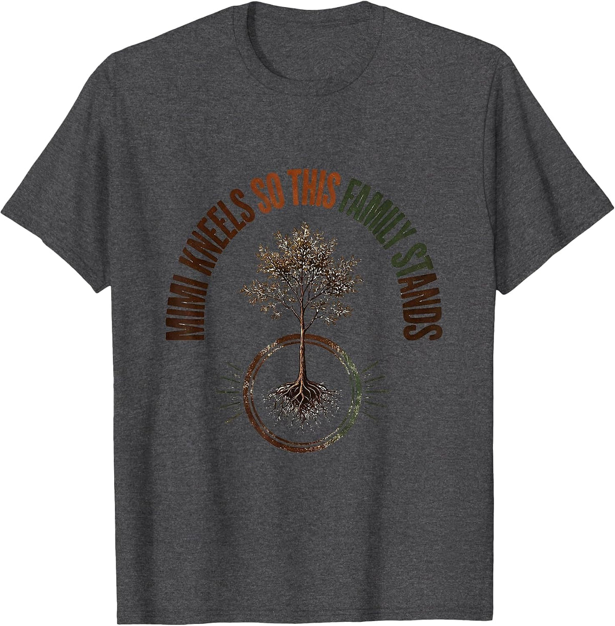 Men's Mimi Kneels So This Family Stands Vintage Christian Grandma T-Shirt - Dark Heather Grey