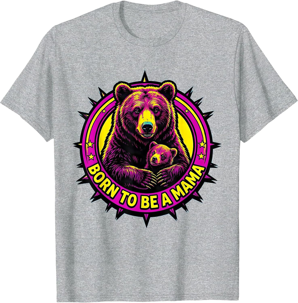 Men's Born to Be a Mama Motherhood Design T-Shirt - Heather Grey