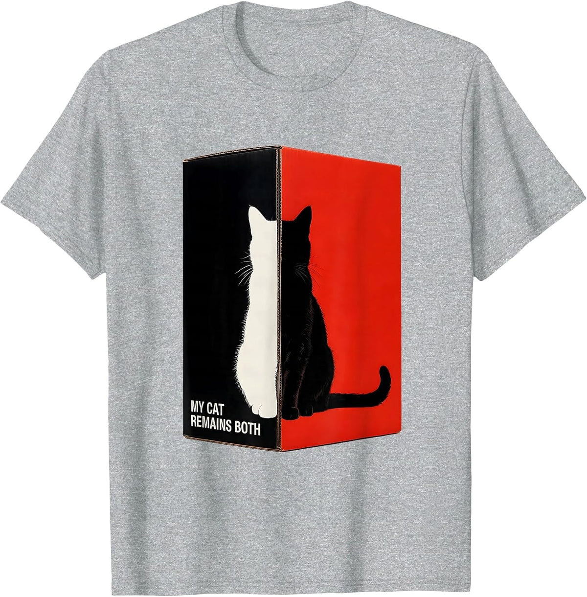 Men's My Cat Remains Both Funny Science Cat Owner Quantum Physics T-Shirt - Heather Grey