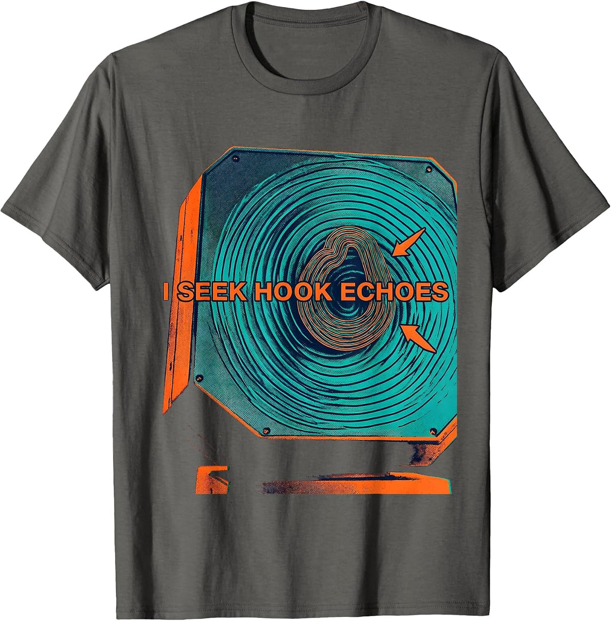 I Seek Hook Echoes Risograph Tornado Storm Chaser T-Shirt - Asphalt Grey