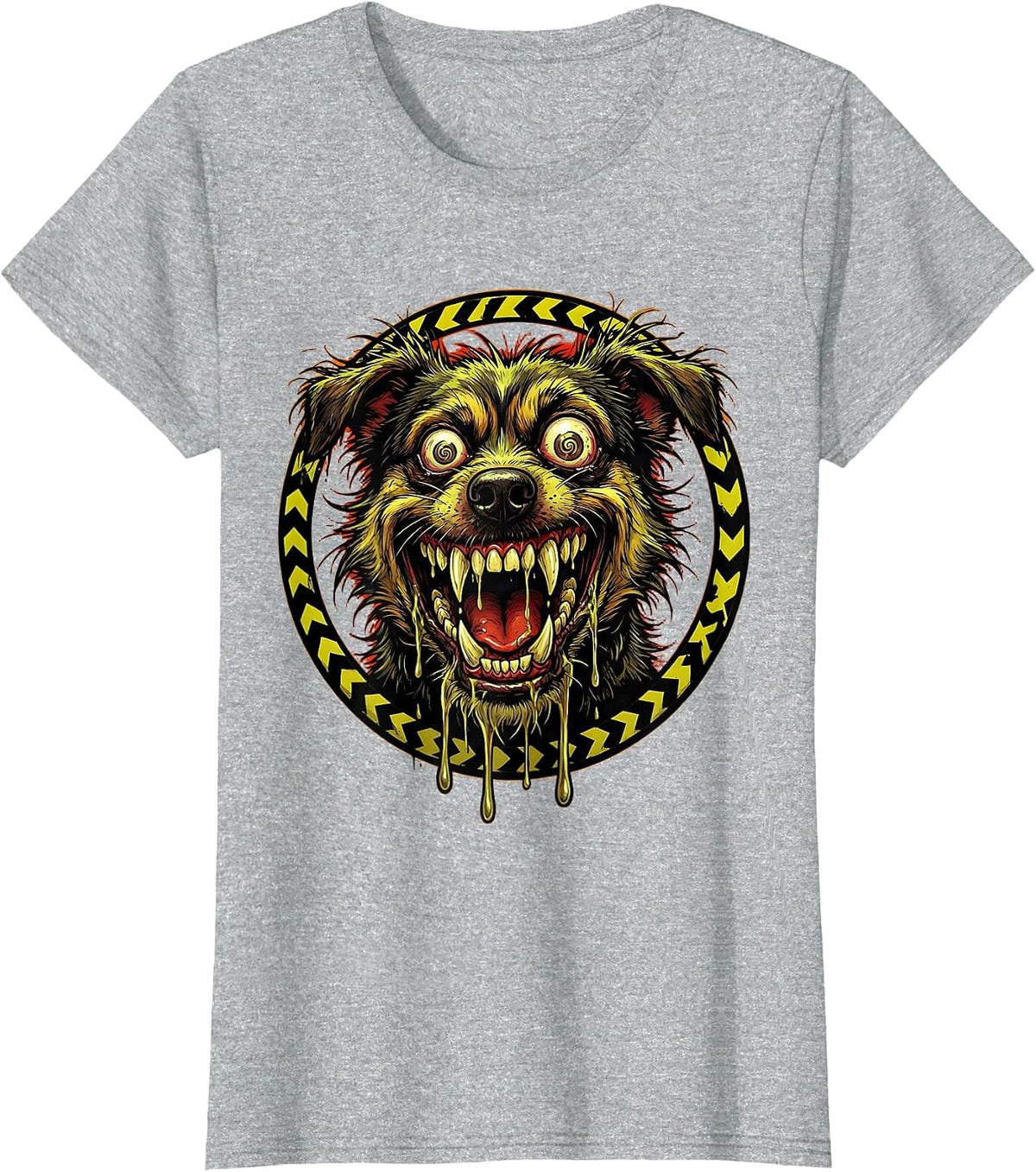 Vintage Rabies Warning Snarling Animal Graphic T-Shirt - Heather Grey