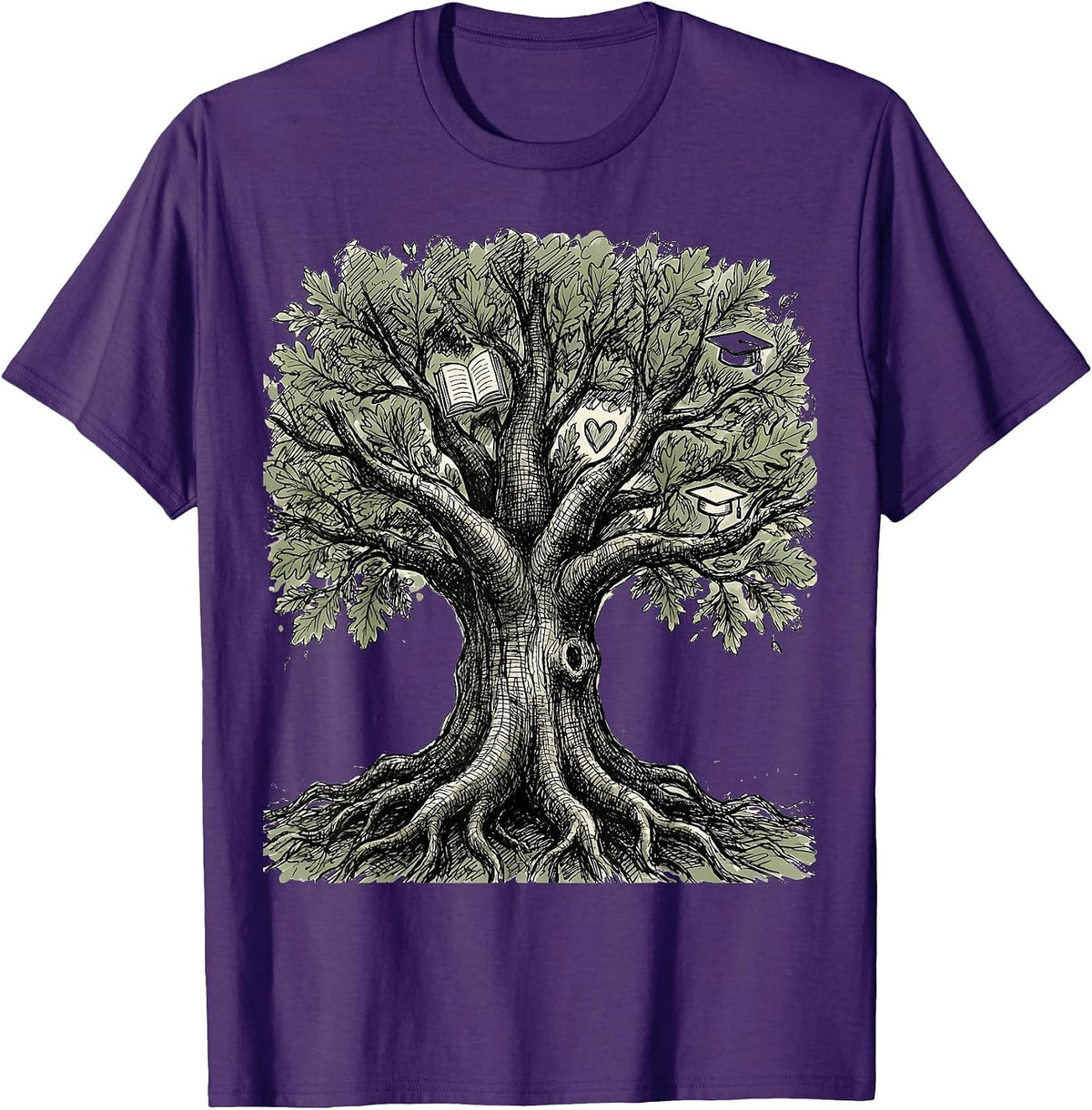 Men's School Counselor Tree Deep Roots Wide Canopy T-Shirt - Purple