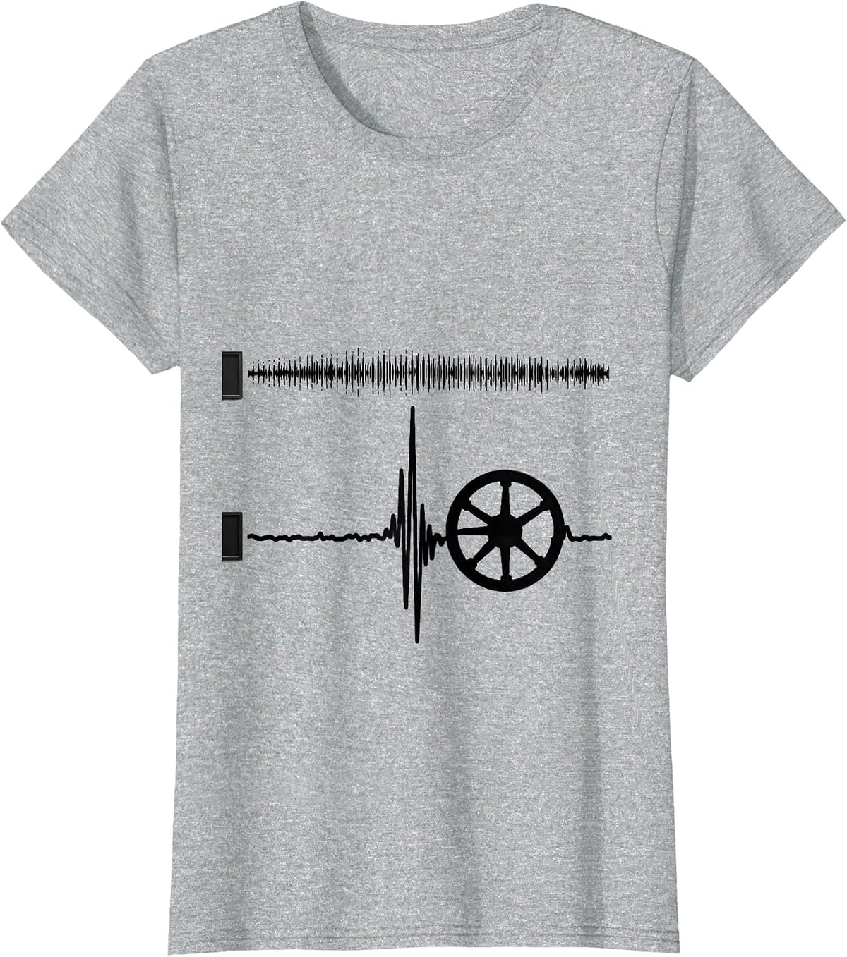 Heartbeat Pulse Line Art Car Enthusiast Auto Mechanic T-Shirt - Heather Grey