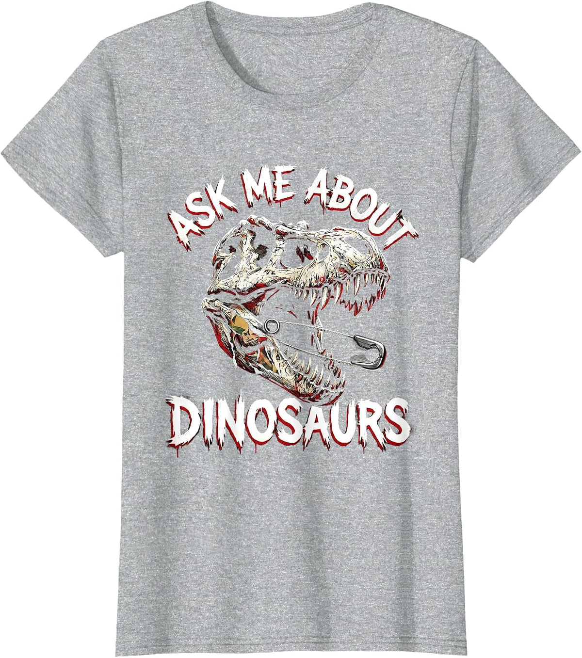 Ask Me About Dinosaurs Kids Dino Lover Design T-Shirt - Heather Grey