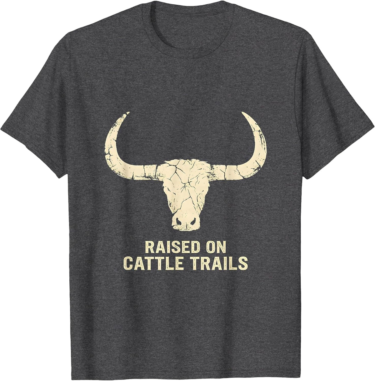 Raised On Cattle Trails Boho Western Cowboy Heritage Pride T-Shirt - Dark Heather Grey