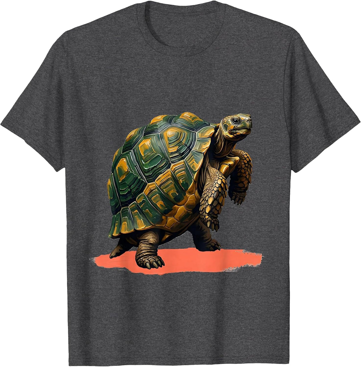 Compact Tortoise Throne Gouache Poster Pet Lover Humor T-Shirt - Dark Heather Grey