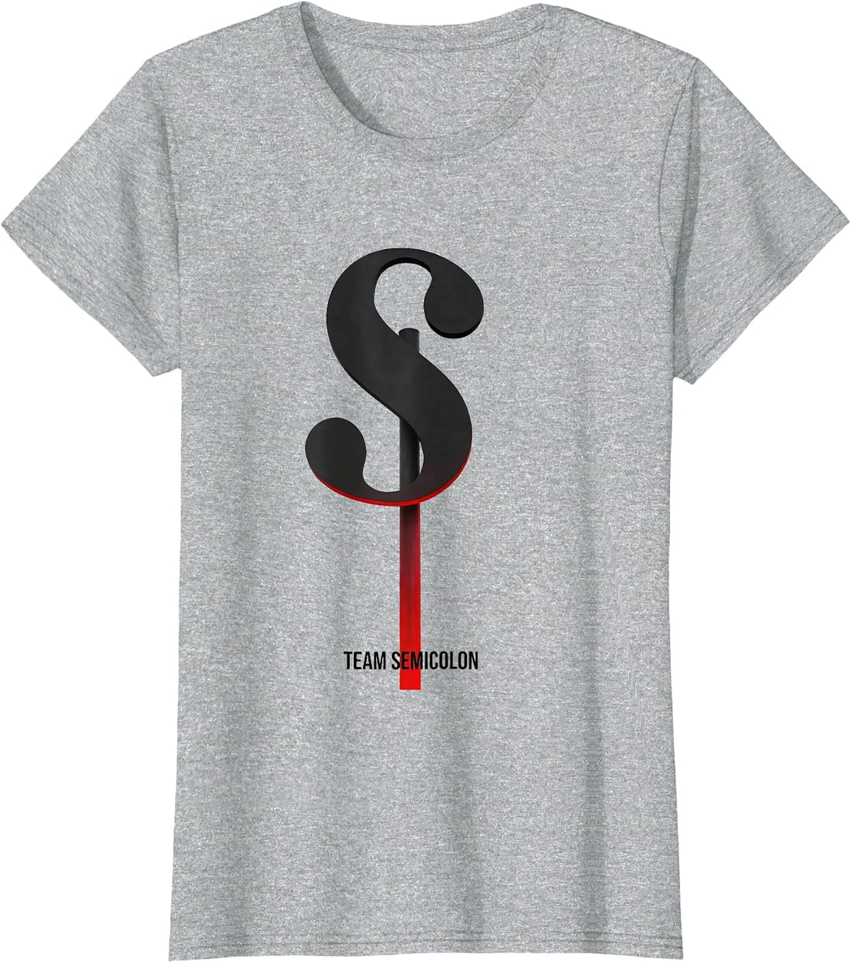 Women's Team Semicolon Funny Grammar Teacher Punctuation Humor T-Shirt - Heather Grey