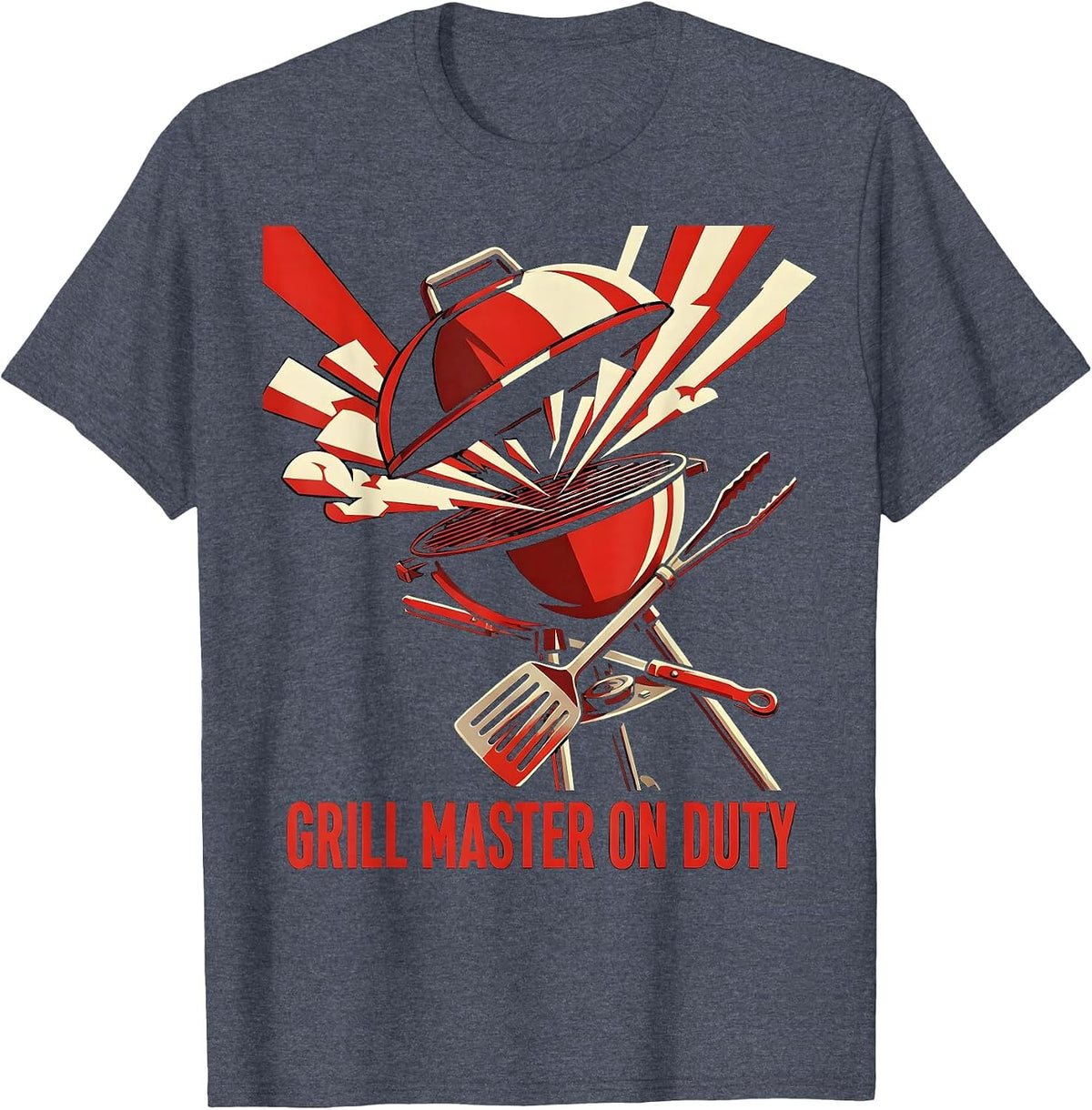 Grill Master On Duty Labor Day BBQ Design T-Shirt - Heather Blue