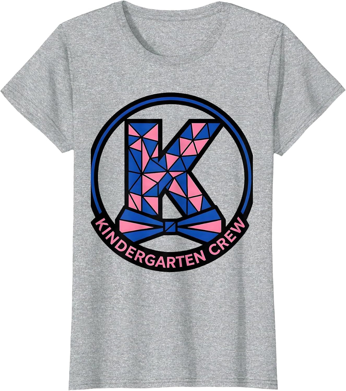 Women's Kindergarten Crew Geometric Coquette Bow Back to School T-Shirt - Heather Grey