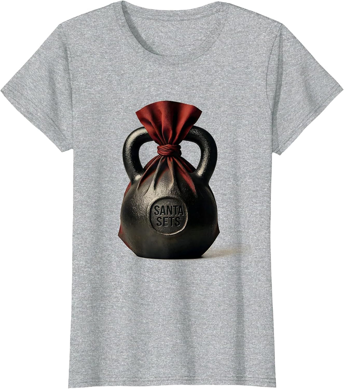 Santa Sets Editorial Conceptual Christmas Gym Weightlifting T-Shirt - Heather Grey