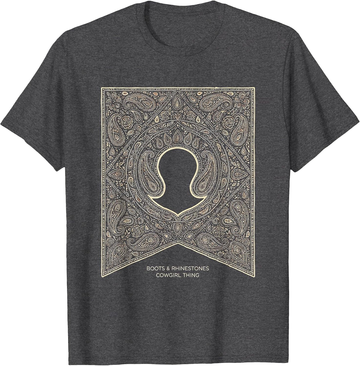 Men's Boots & Rhinestones Cowgirl Thing Western Rodeo Bandana T-Shirt - Dark Heather Grey