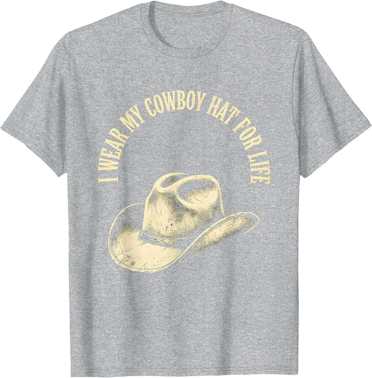 Men's I Wear My Cowboy Hat For Life Boho Western Monochrome T-Shirt - Heather Grey