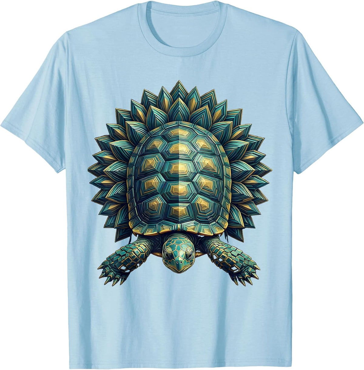 Men's Turtle Wrapped in Lotus Flowers Illustration T-Shirt - Baby Blue