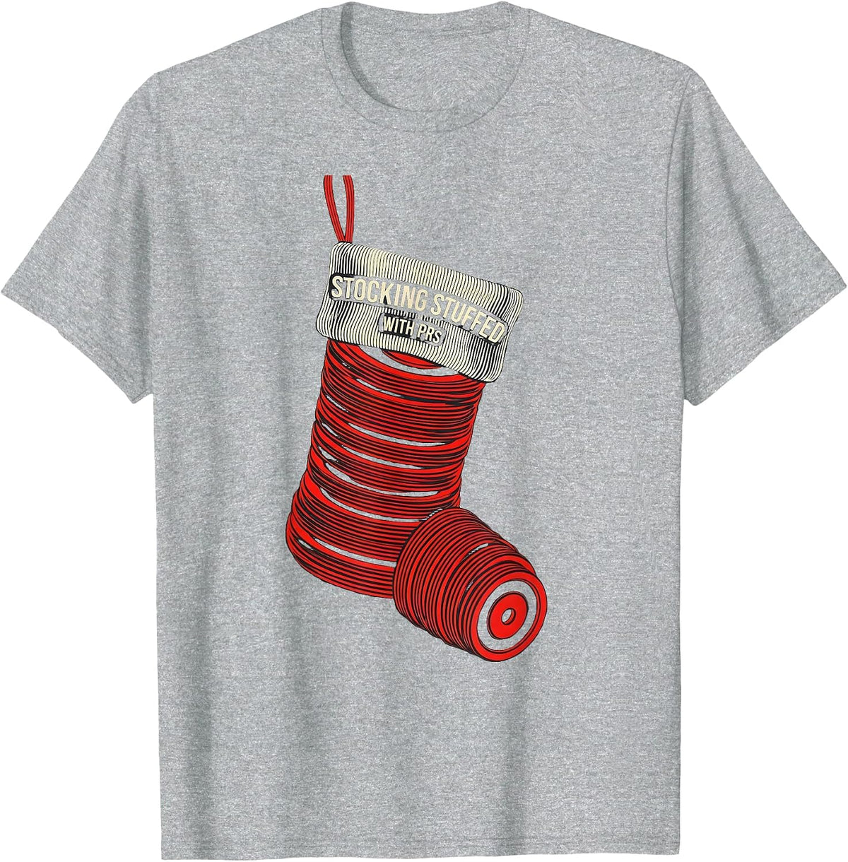 Men's Stocking Stuffed With PRs Funny Gym Bodybuilding Christmas T-Shirt - Heather Grey