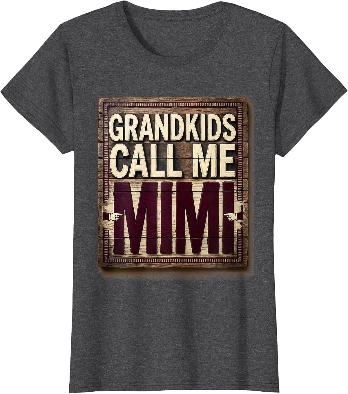 Women's Grandkids Call Me Mimi Grandmother Design T-Shirt - Dark Heather Grey