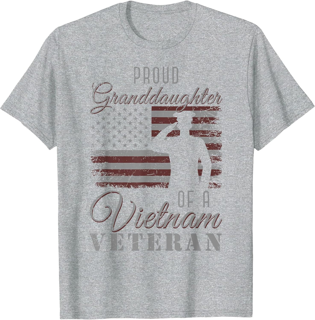 Proud Granddaughter US Flag 4th of July Vietnam Veteran T-Shirt - Heather Grey