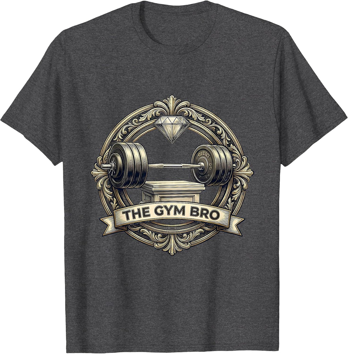 The Gym Bro Funny Tarot Card Gym Humor Occult Parody T-Shirt - Dark Heather Grey