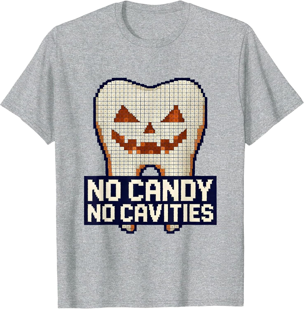 Men's No Candy No Cavities Dental Halloween Design T-Shirt - Heather Grey