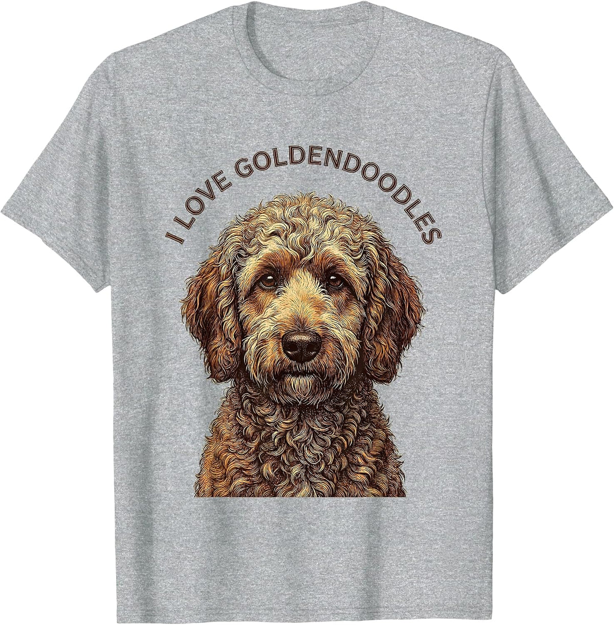 Men's I Love Goldendoodles Vintage Goldendoodle Portrait Animal T-Shirt - Heather Grey