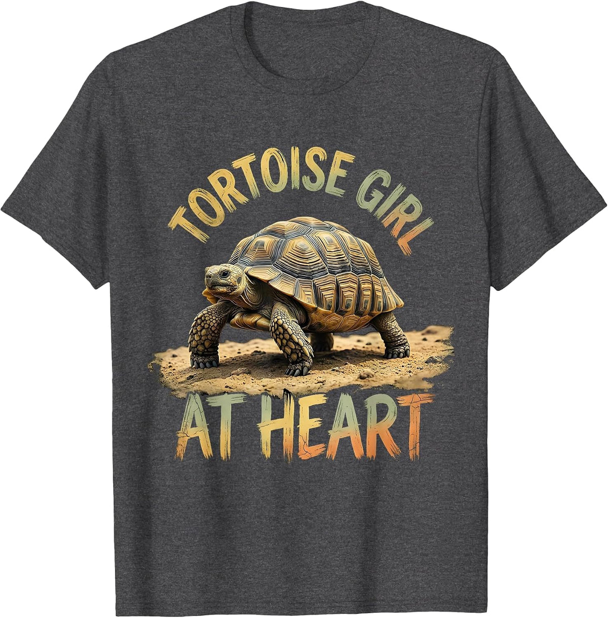 Tortoise Girl At Heart Boho Summer Casual Tortoise Lover T-Shirt - Dark Heather Grey