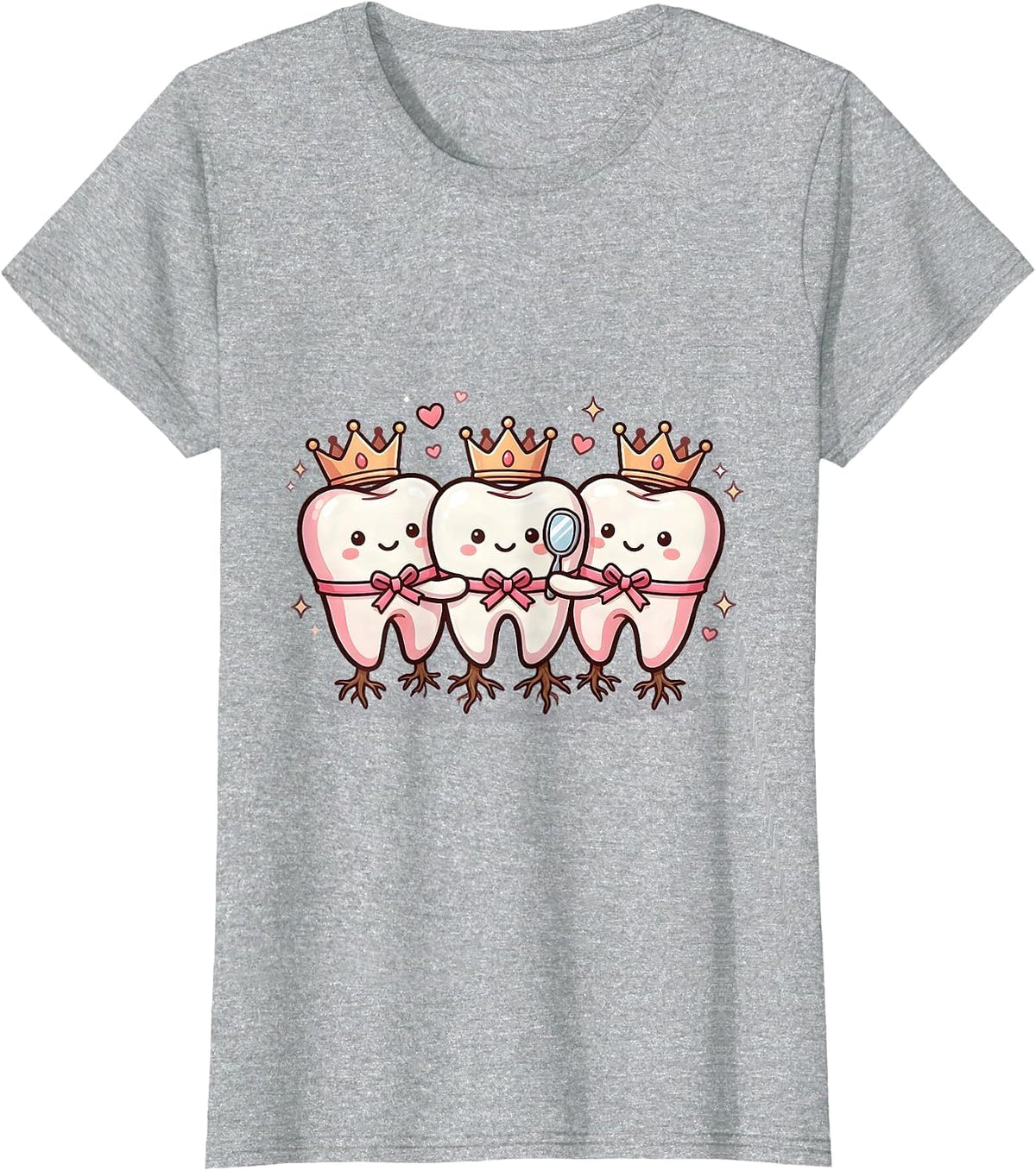 Cute Tooth Mascots Dental Breast Cancer Awareness October T-Shirt - Heather Grey