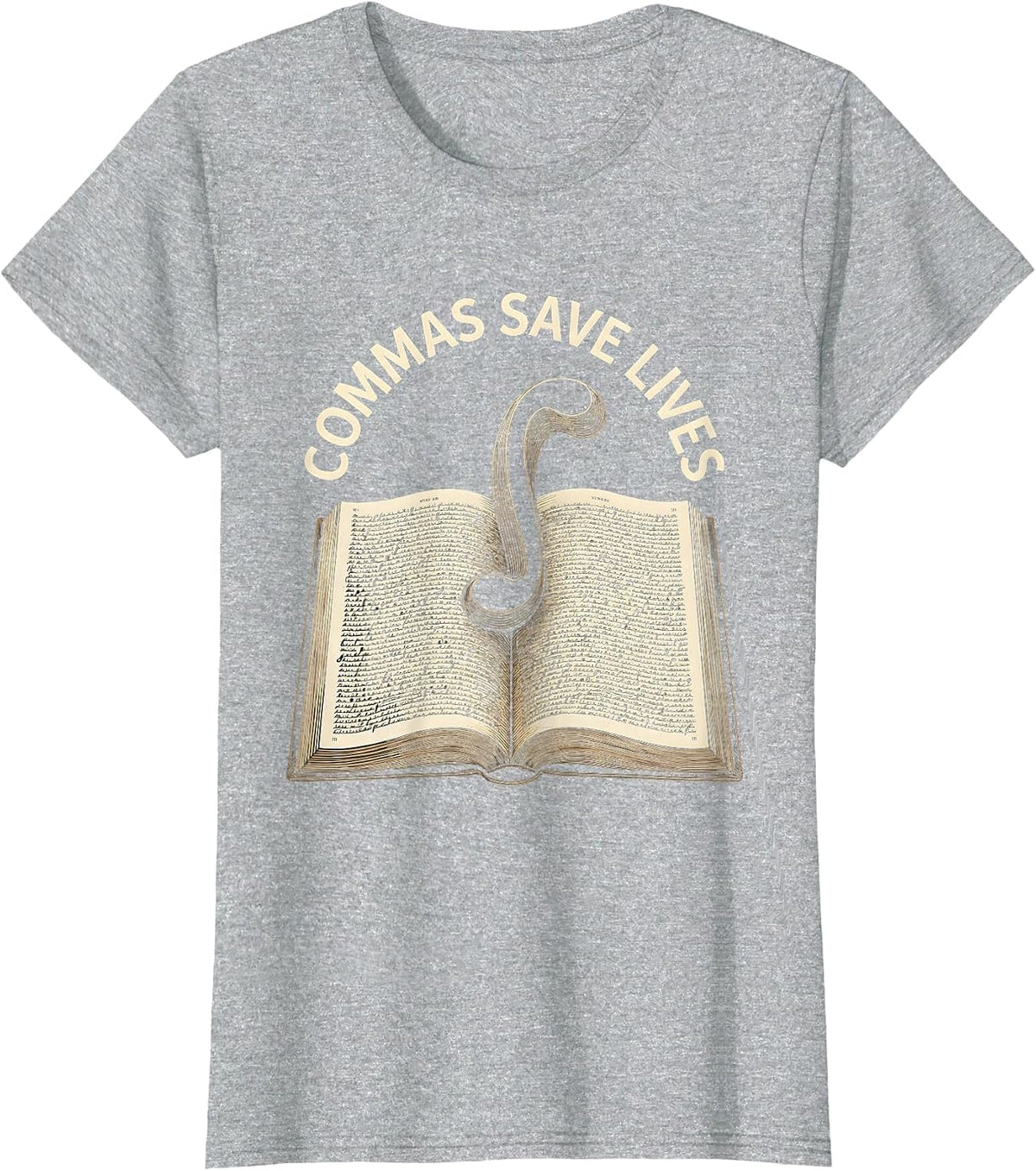 Women's Commas Save Lives English Teacher Design T-Shirt - Heather Grey