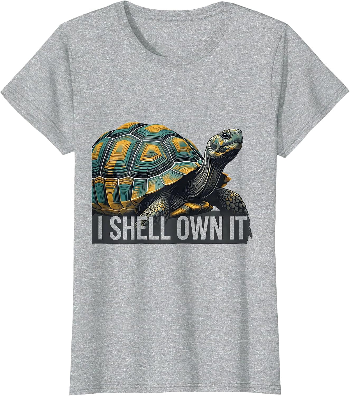 I Shell Own It Midcentury Modern Turtle Lover Pet Owner T-Shirt - Heather Grey