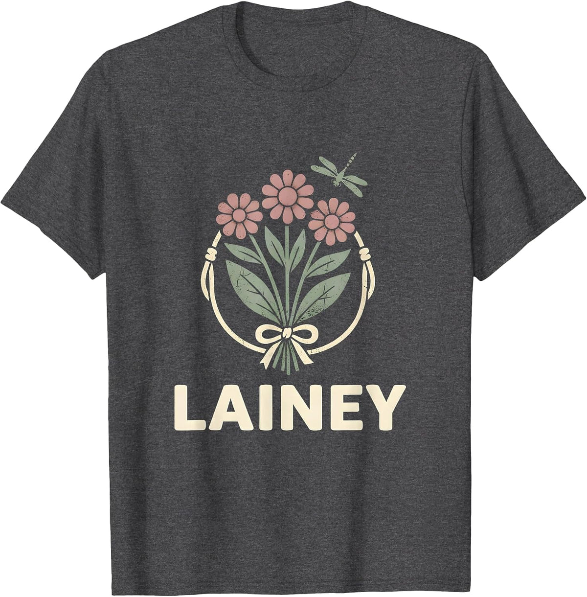 Men's Lainey Floral Boho Western Cowgirl Name Gift for Girls T-Shirt - Dark Heather Grey