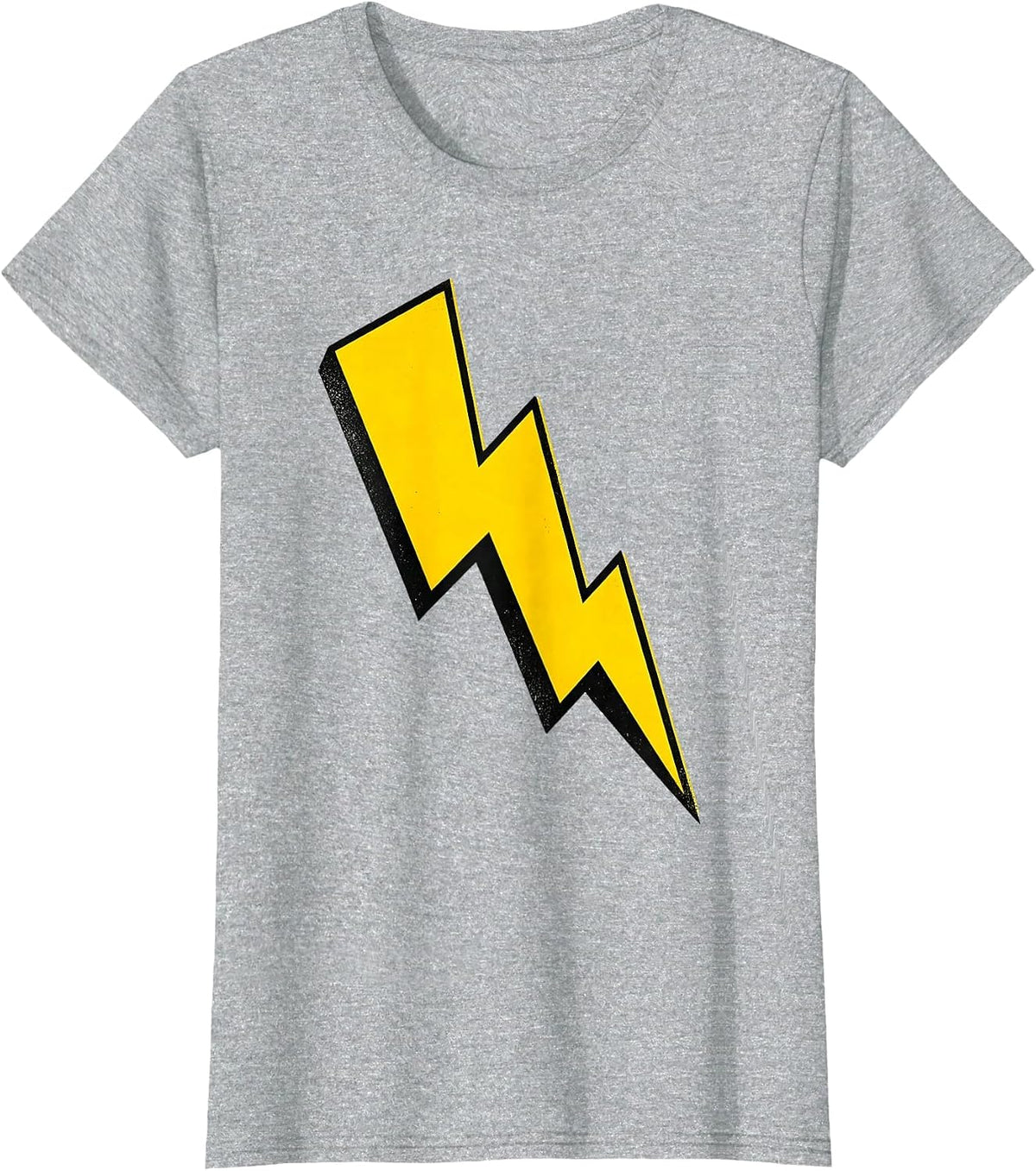 Bold Lightning Bolt Screenprint Poster Graphic Icon T-Shirt - Heather Grey