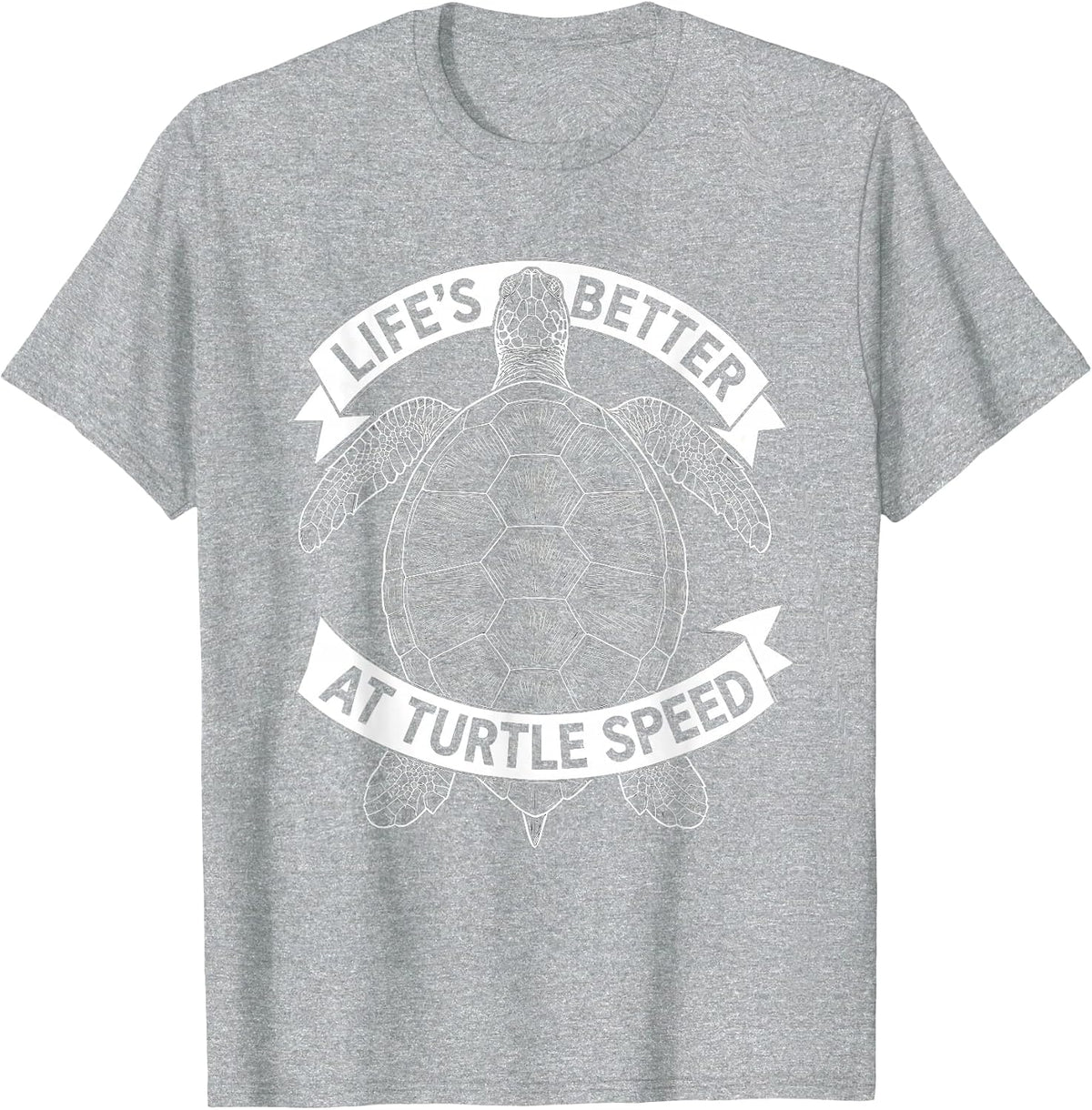 Men's Life's Better At Turtle Speed Graphic Design T-Shirt - Heather Grey