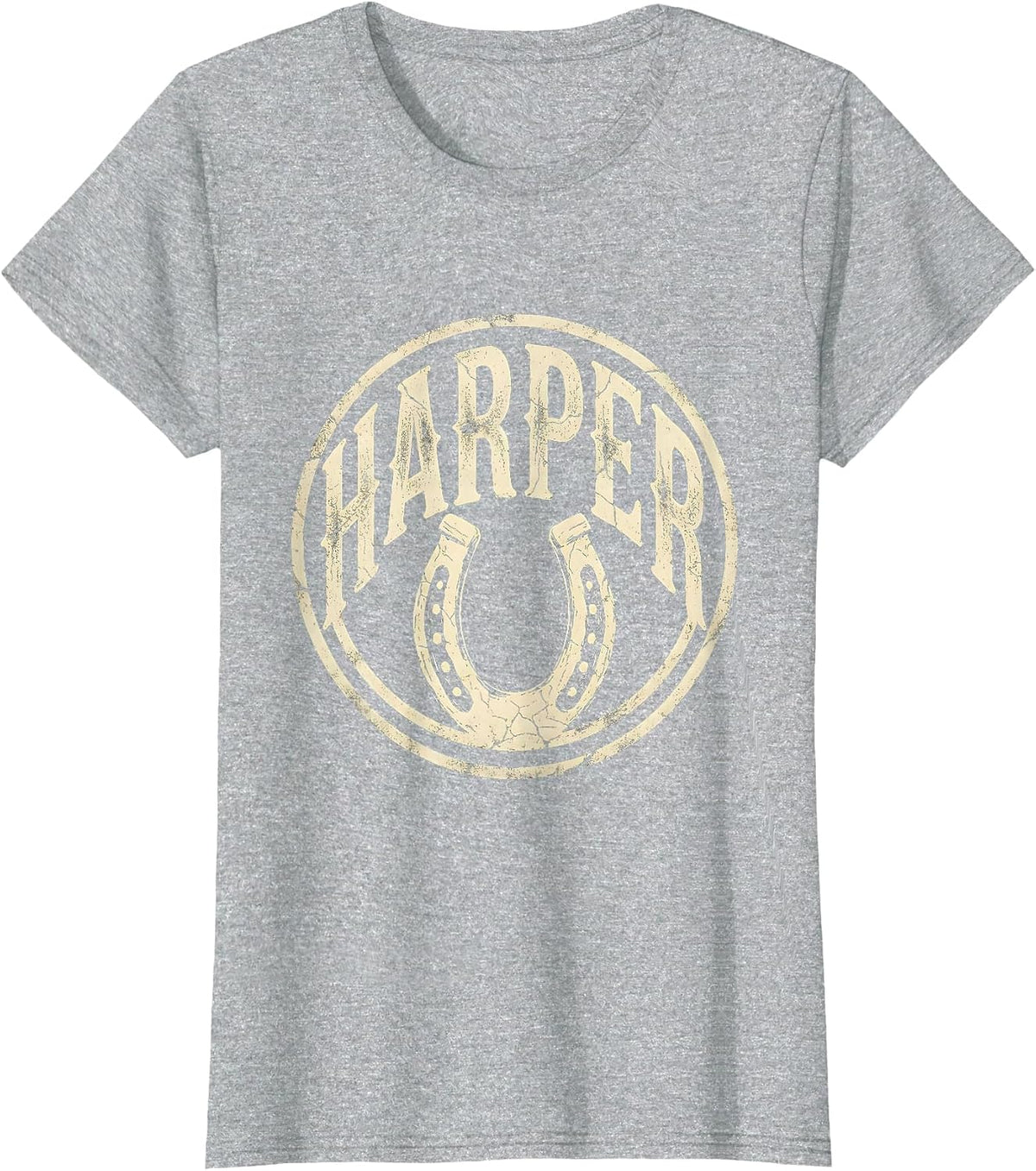 HARPER Boho Western Monochrome Vintage Last Name Gift T-Shirt - Heather Grey