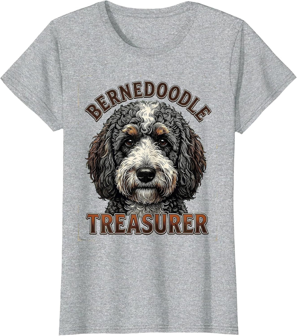 Women's Bernedoodle Treasurer Vintage Funny Bernese Mountain Dog T-Shirt - Heather Grey