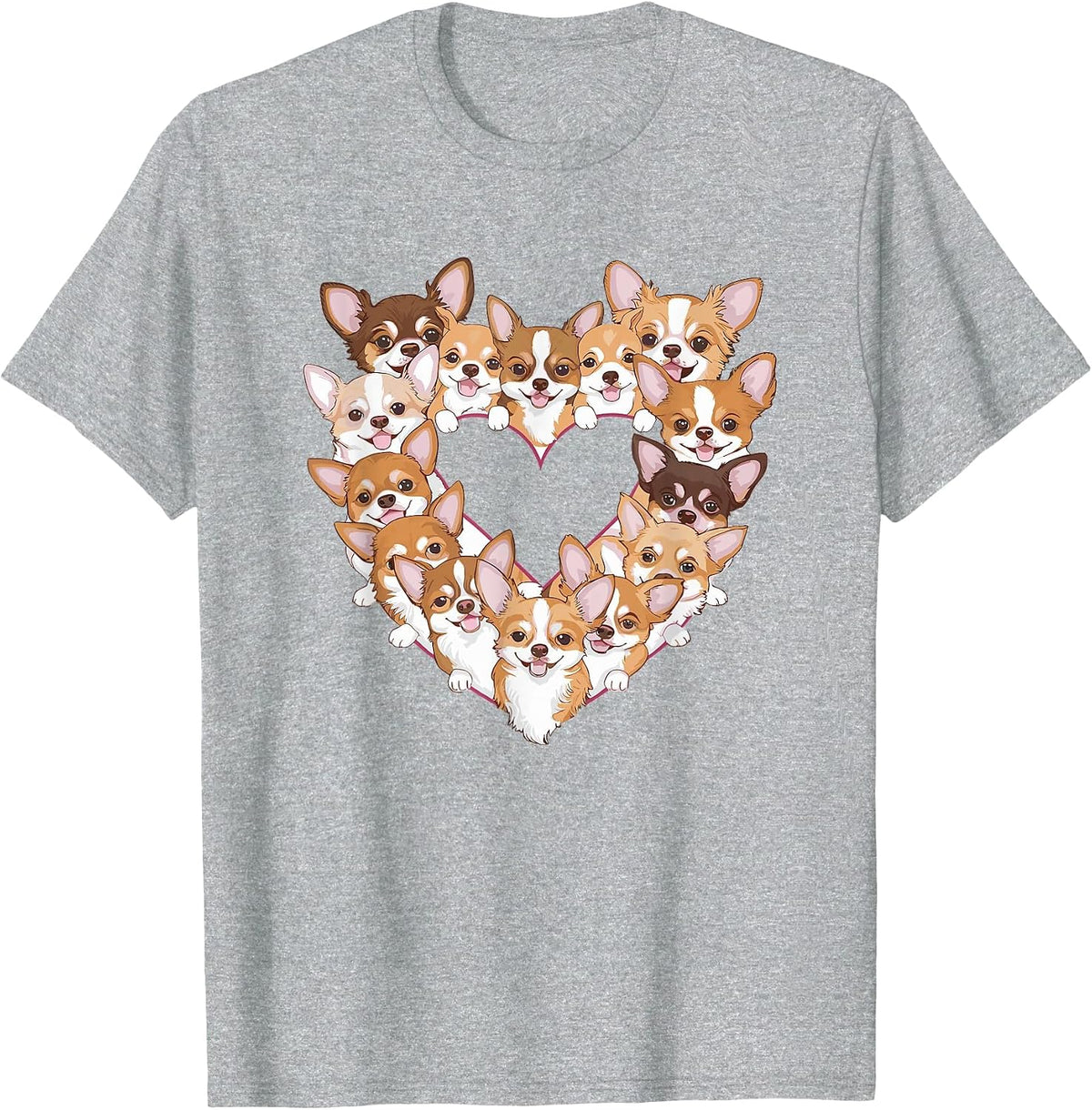 Heart Chihuahua Chihuahuas Chi T-Shirt - Heather Grey