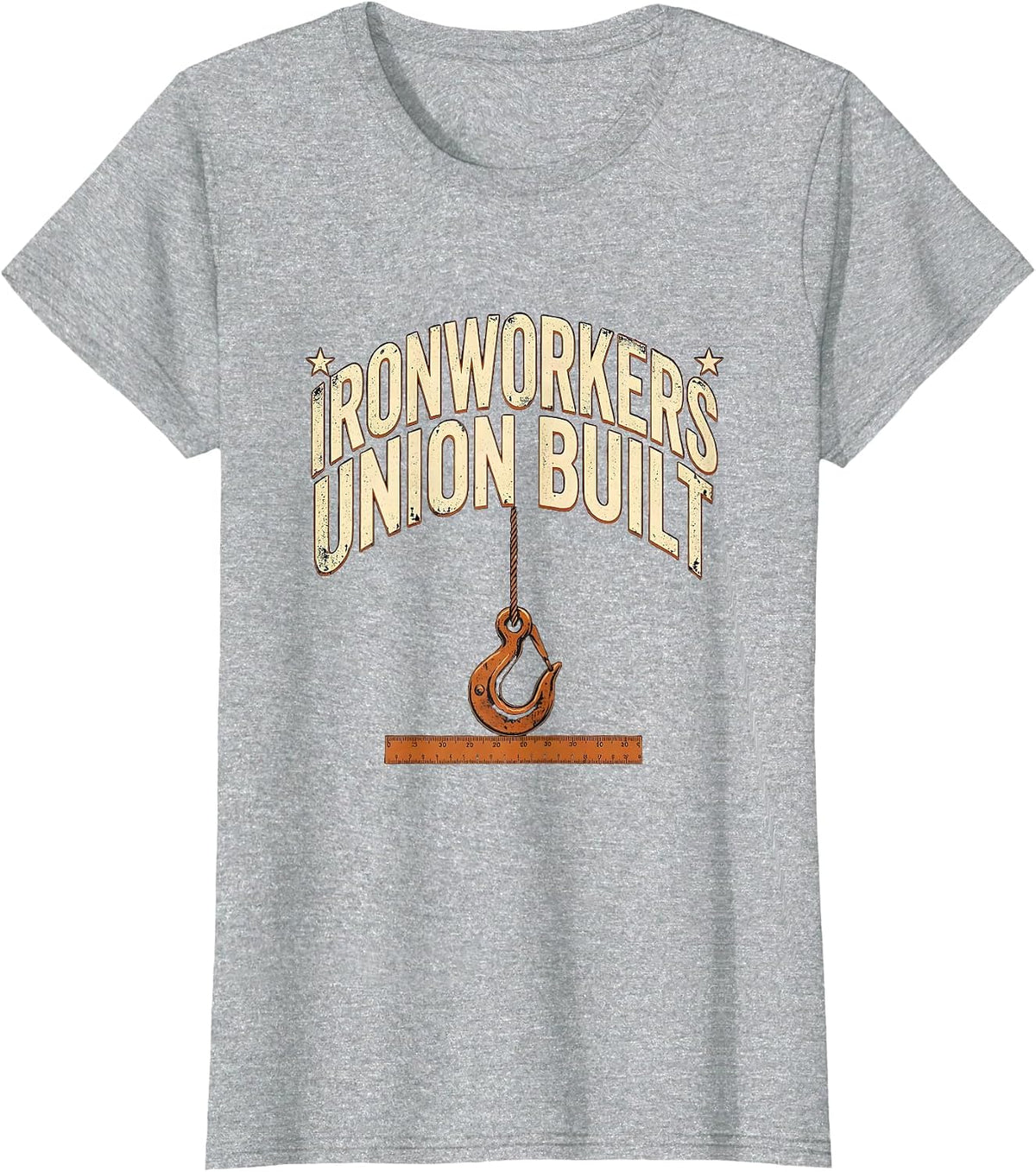Women's Ironworkers Union Built Heavy Condensed Block Sans Labor T-Shirt - Heather Grey