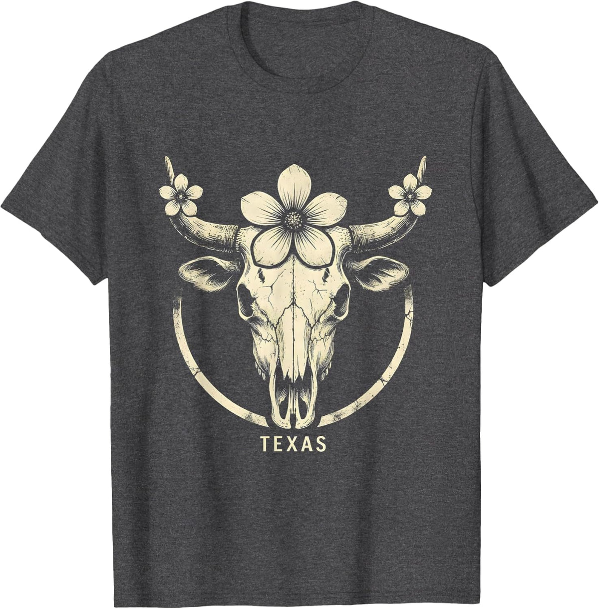Texas Boho Western State Pride Cowgirl Aesthetic T-Shirt - Dark Heather Grey