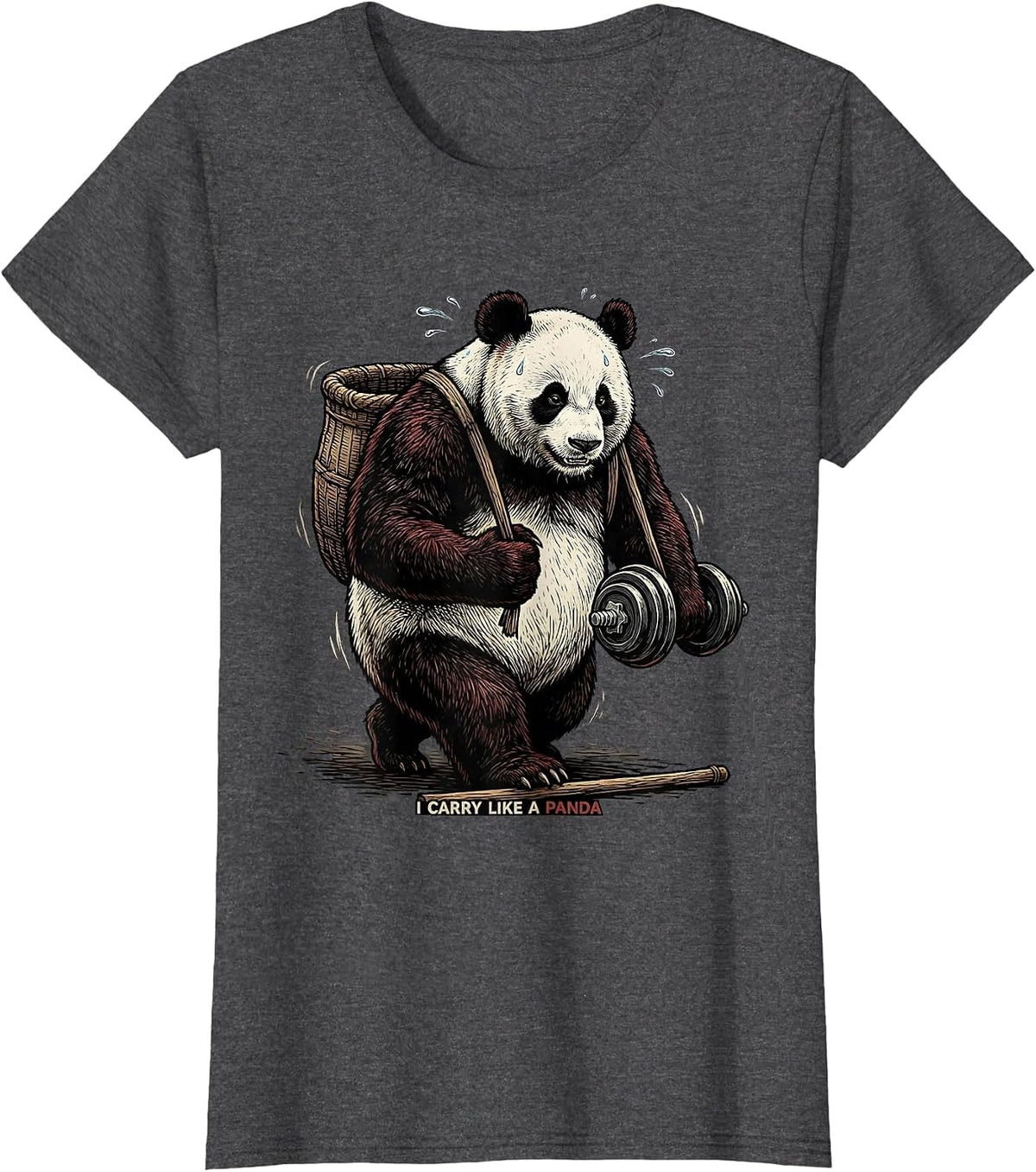 Women's I Carry Like A Panda Funny Gym Panda Weightlifting Workout T-Shirt - Dark Heather Grey