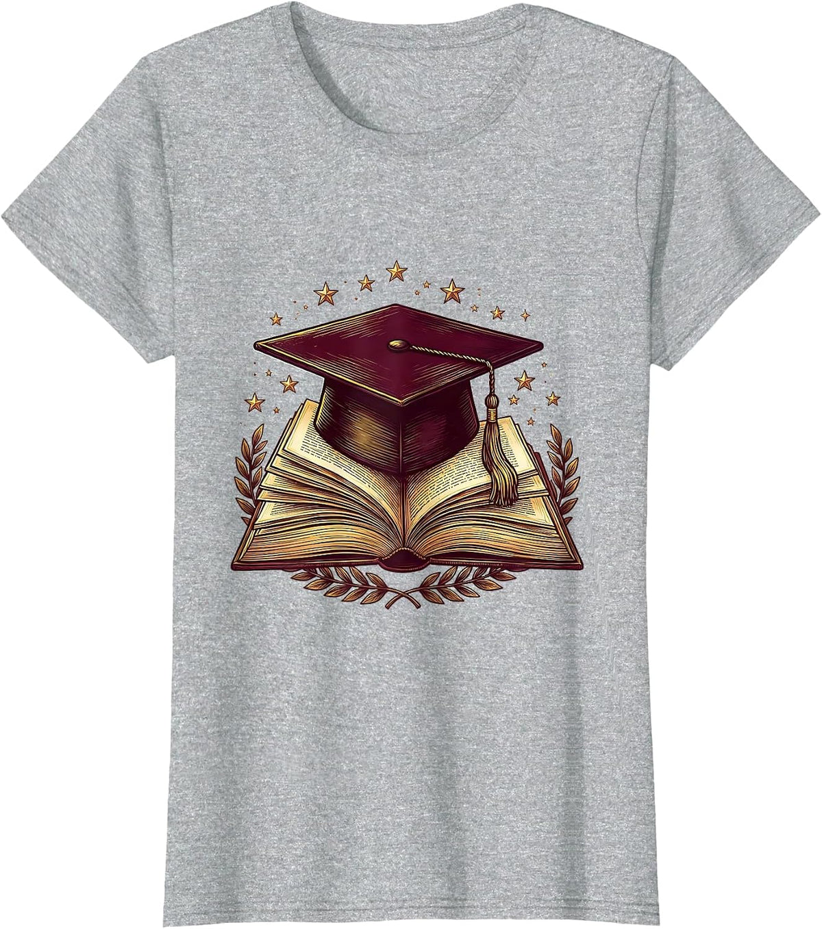 School Counselor Graduation Cap and Book Design T-Shirt - Heather Grey