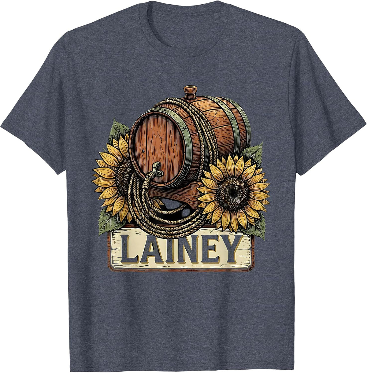Lainey Boho Folk Floral Western Cowgirl Personalized Name T-Shirt - Heather Blue