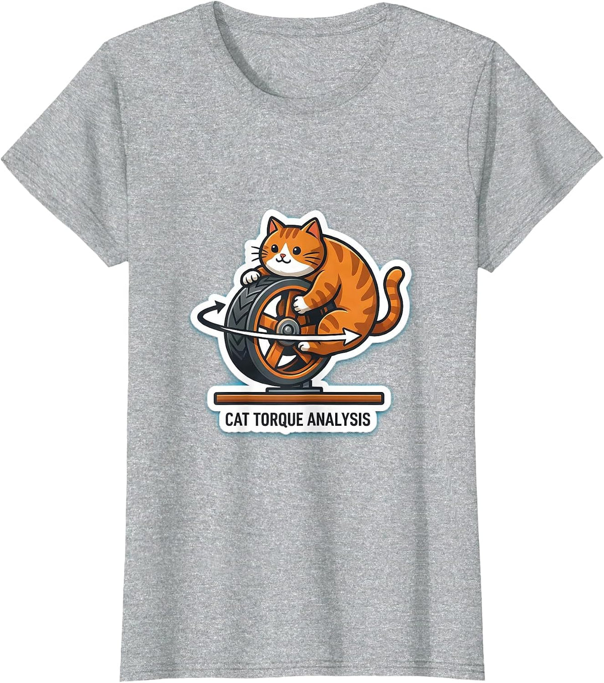 Cat Torque Analysis Funny Science Cat Teacher Student Humor T-Shirt - Heather Grey