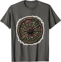 Wagon Wheel Flowering Vines Western Boho Design T-Shirt - Asphalt Grey