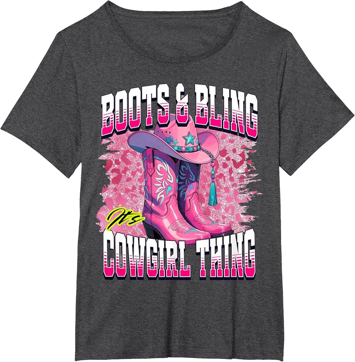 Boots and Bling It's A Cowgirl Thing Western Rodeo Cowgirls T-Shirt - Dark Heather Grey