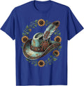 Cowgirl Hat Feather Turquoise Western Boho Design T-Shirt - Royal Blue