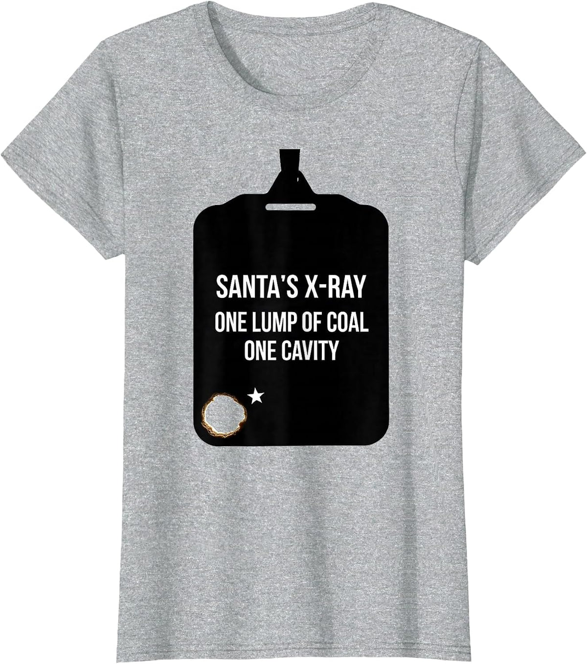 Santa's X-Ray: One Lump of Coal, One Cavity Dental T-Shirt - Heather Grey