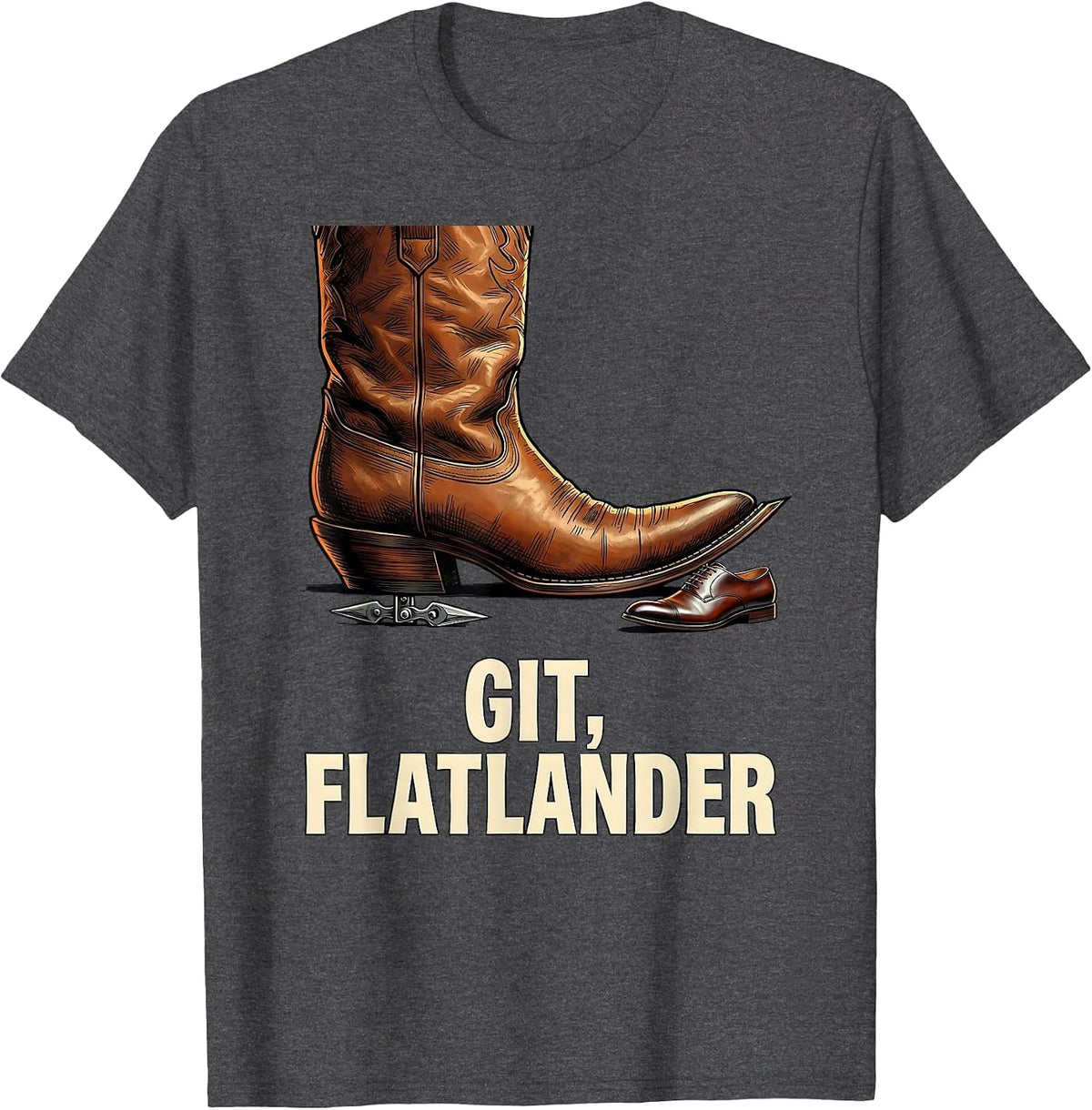 Git, Flatlander Funny Cowboy Cowgirl Western Rodeo Pride T-Shirt - Dark Heather Grey