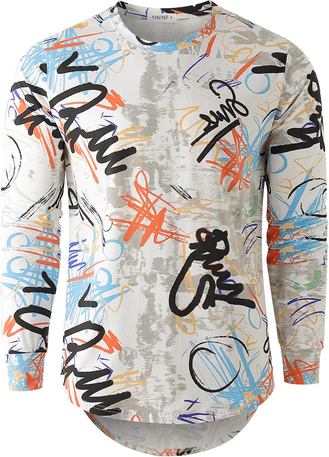 YININF Mens Hipster Hip Hop Short Sleeve Print T-Shirt Shirts Men - 210 White