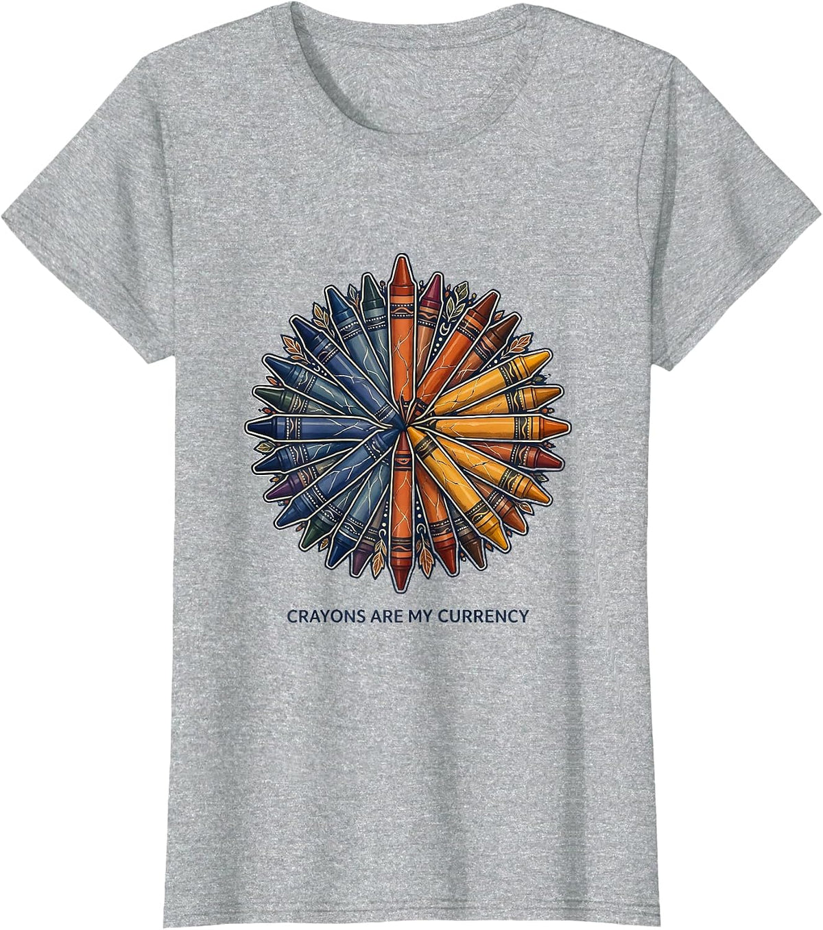 Crayons Are My Currency Preschool Teacher T-Shirt - Heather Grey