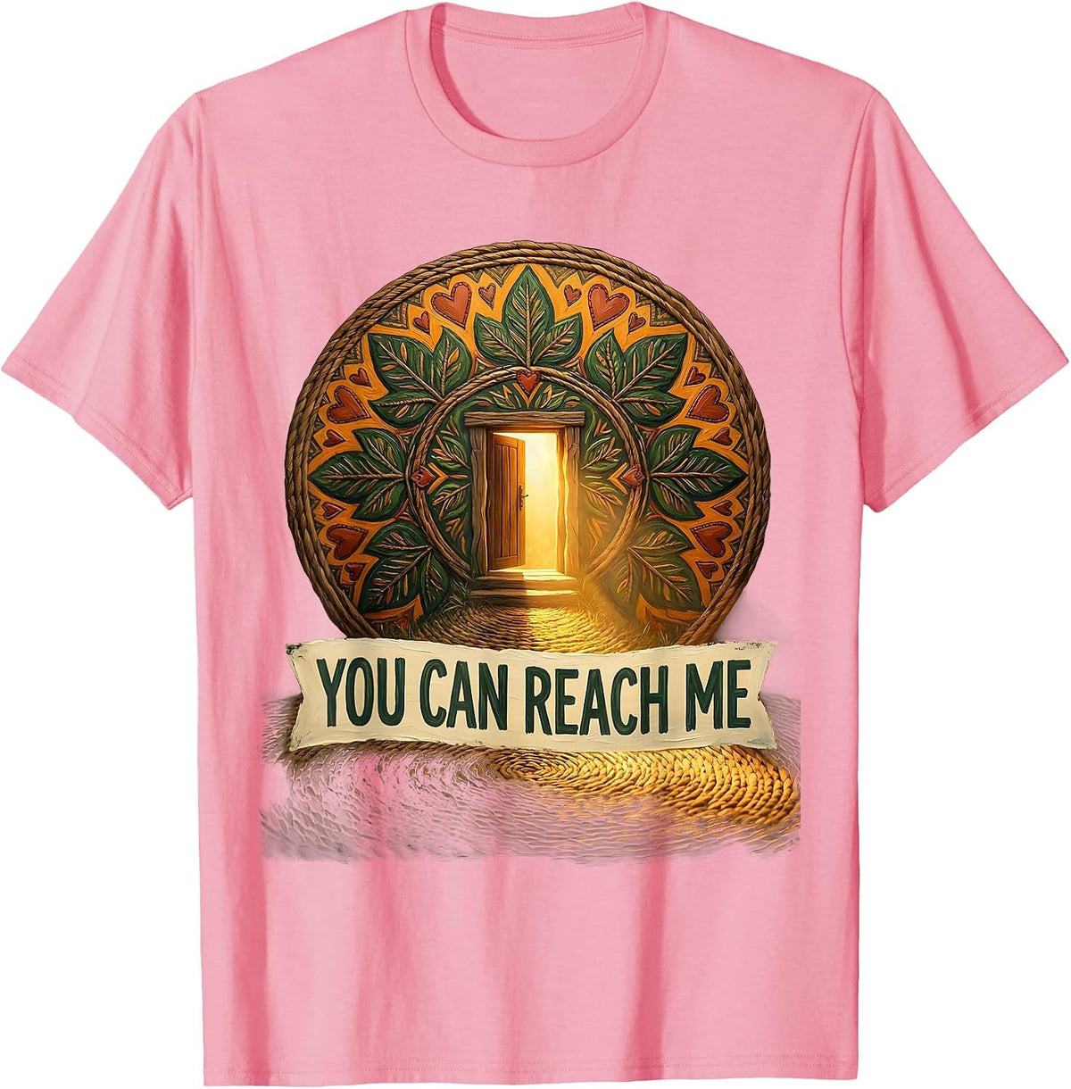 Men's You Can Reach Me Folk Art School Counselor Student Support T-Shirt - Pink