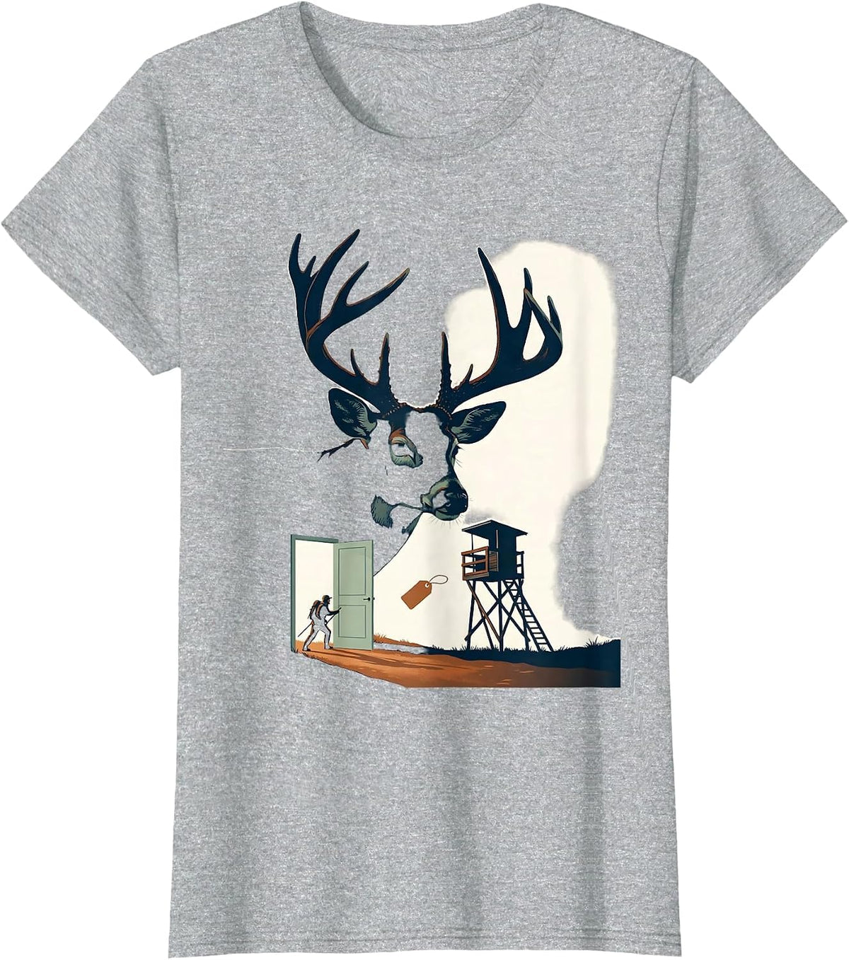 Whitetail Antler Hunter Dad Funny Deer Hunting Humor T-Shirt - Heather Grey