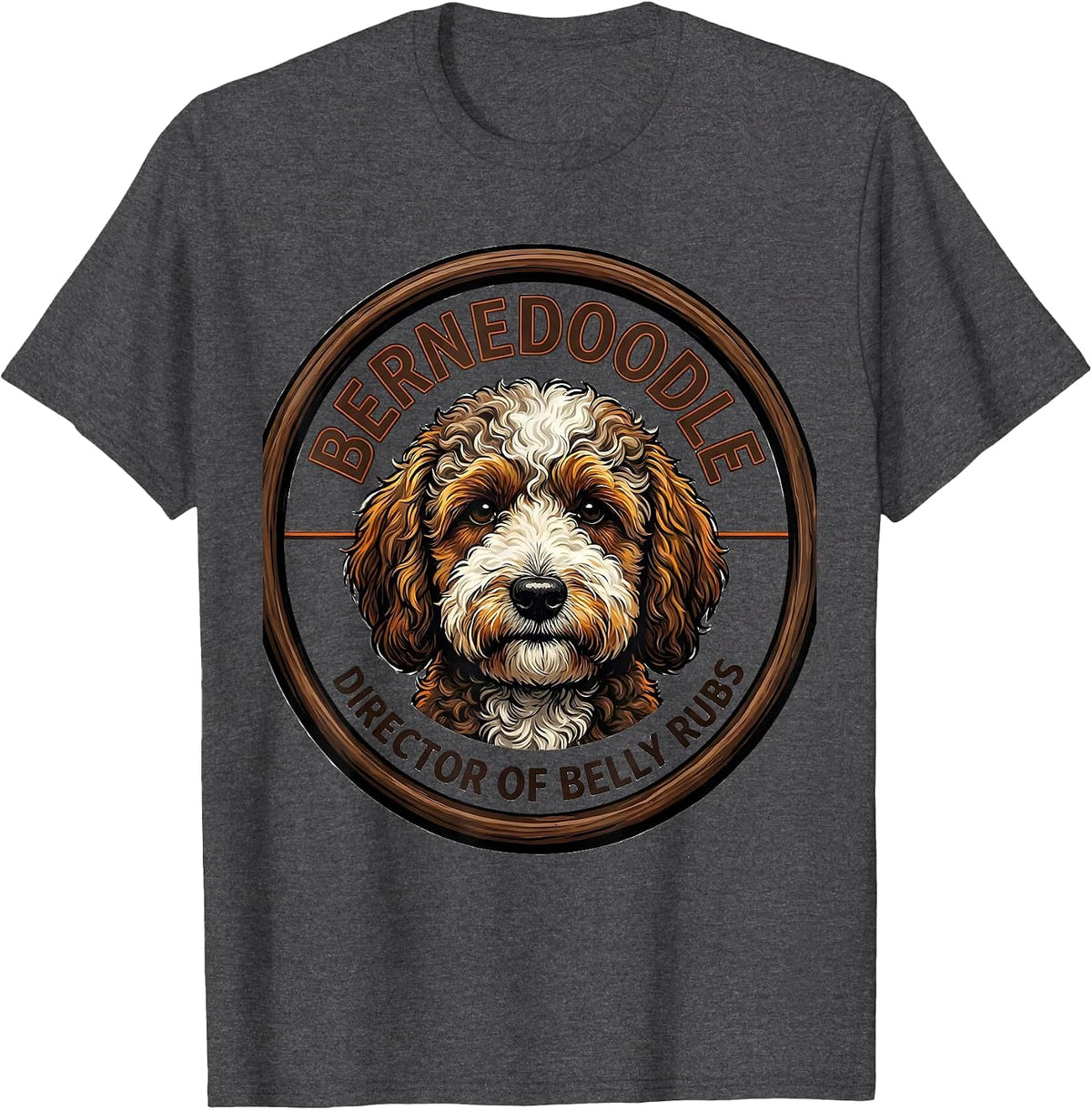 Bernedoodle Director of Belly Rubs Funny Dog Mom Dad Breed T-Shirt - Dark Heather Grey