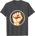 Men's Rosie the Riveter Red Nails Fist Graphic T-Shirt - Dark Heather Grey